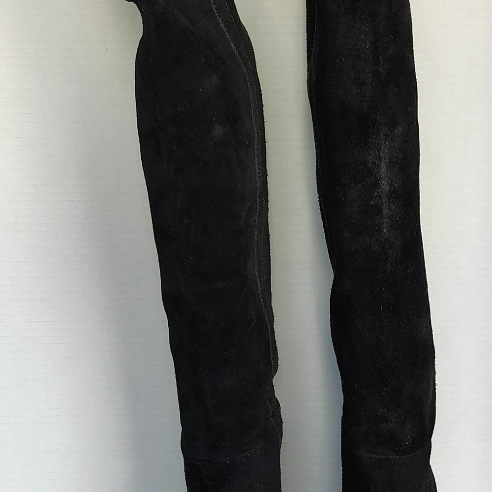Madewell Jimi Over the Knee Suede Leather Boots Black 9.5 Stacked Heel Boots - Picture 17 of 17